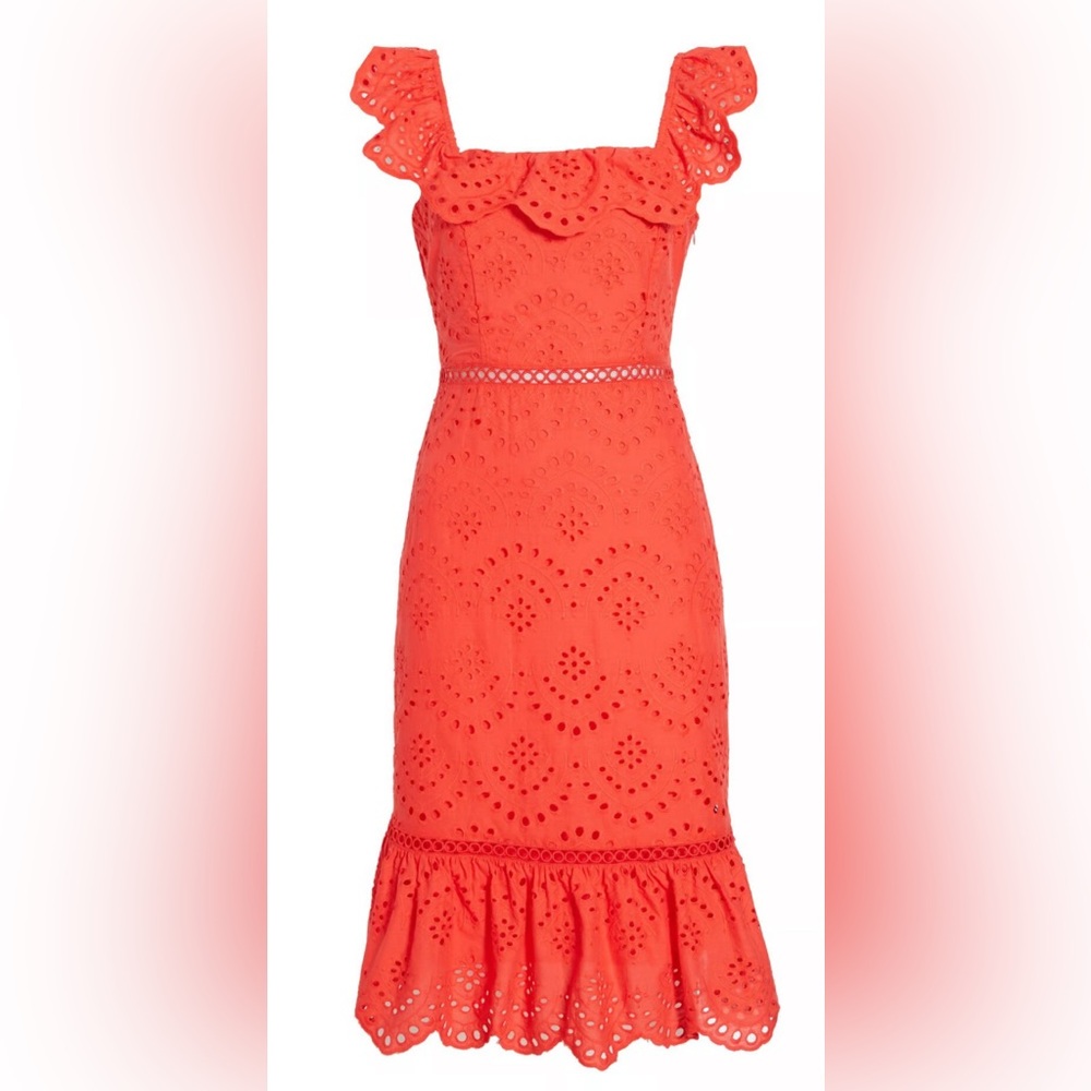 Sam Edelman Coral Eyelet Midi Dress